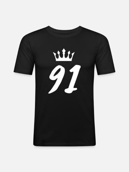 91 Number crown - Men's Slim Fit T-Shirt - black