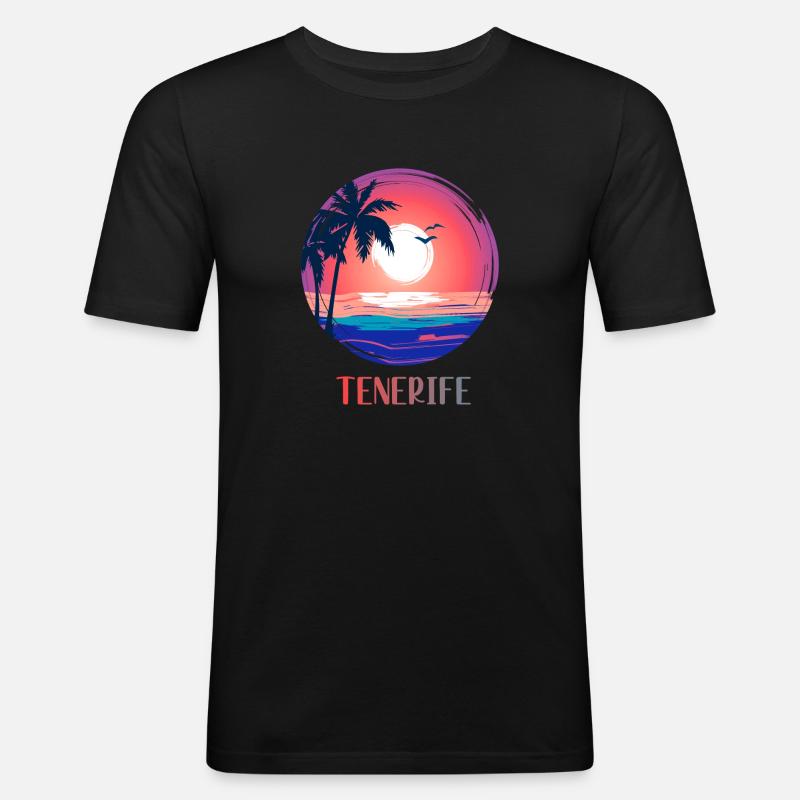 Teneriffa - Männer Slim Fit T-Shirt - Schwarz