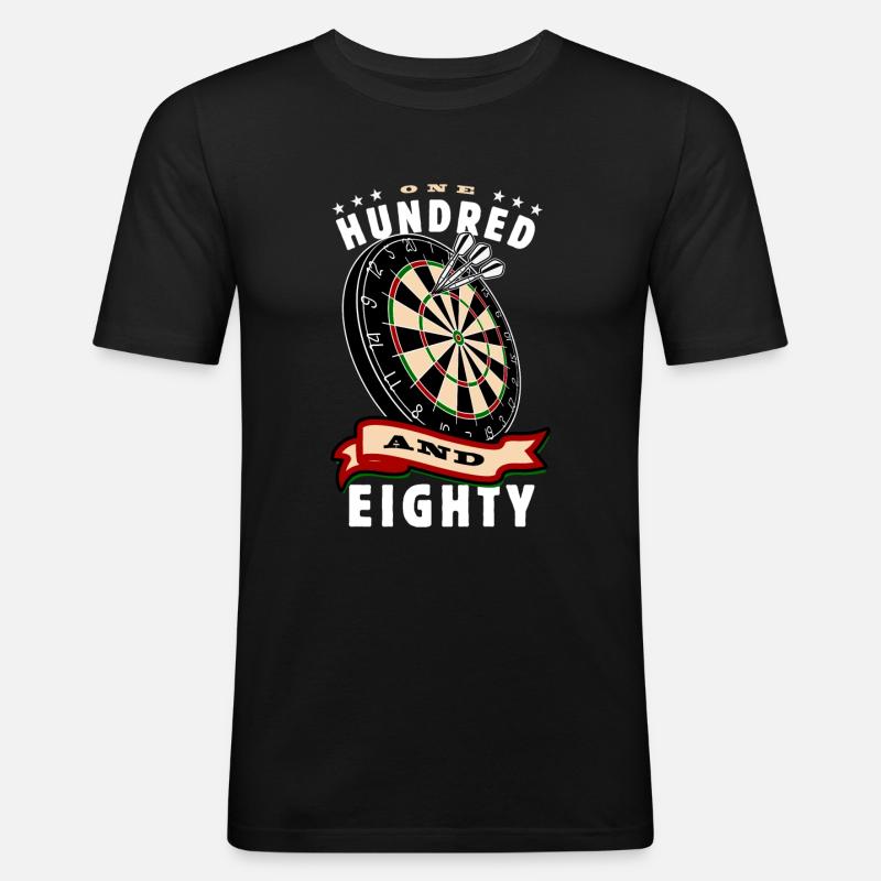 Darts - 180 - einhundertachzig - Dartscheibe - Männer Slim Fit T-Shirt - Schwarz