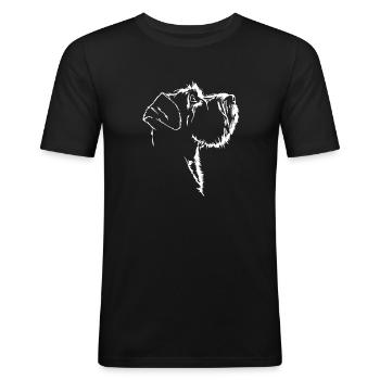 Schnauzer Silhouette Hunde Hund Wilsigns - Männer Slim Fit T-Shirt - Schwarz - Vorne - Nik (191cm)