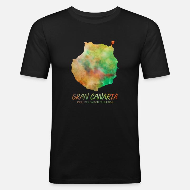 Gran Canaria bunt - Männer Slim Fit T-Shirt - Schwarz