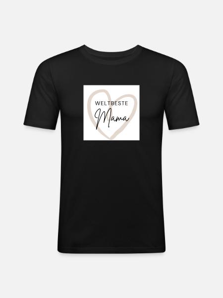 Weltbeste Mama - Männer Slim Fit T-Shirt - Schwarz