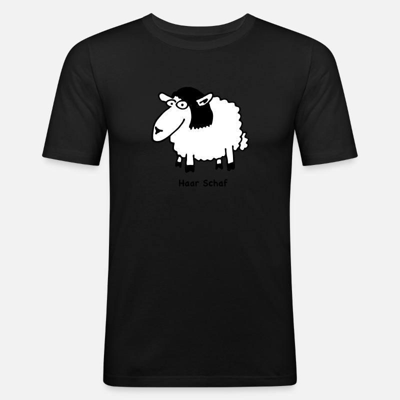 haar_schaf - Männer Slim Fit T-Shirt - Schwarz