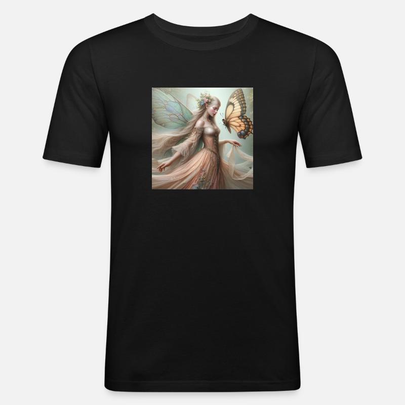 Schmetterlings-Fee. - Männer Slim Fit T-Shirt - Schwarz