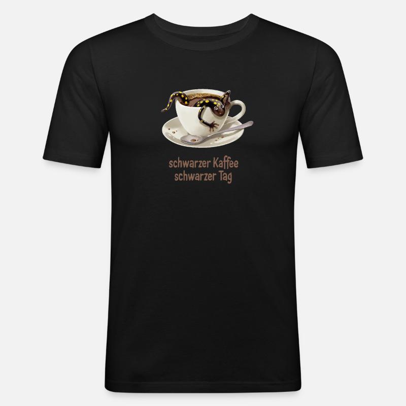 Kaffee-Salamander 1 - Männer Slim Fit T-Shirt - Schwarz