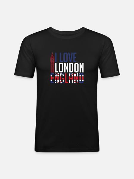 I Love London England - Slim Fit T-skjorte for menn - svart