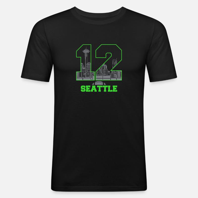 Twelve Seattle 12 Seattle - Männer Slim Fit T-Shirt - Schwarz