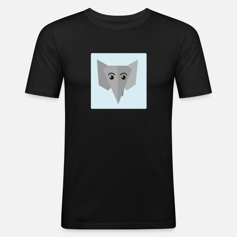 Elefant Doodle - Männer Slim Fit T-Shirt - Schwarz