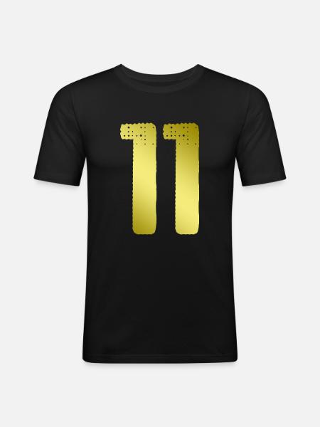 11 Maillot numéro - T-shirt près du corps Homme - noir
