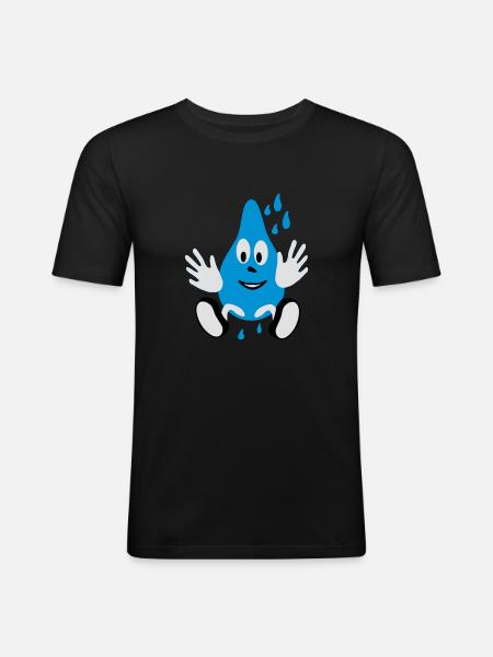 lachender Regentropfen - Männer Slim Fit T-Shirt - Schwarz