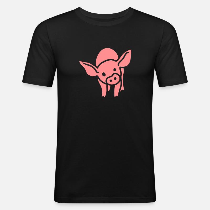 Ferkel - Männer Slim Fit T-Shirt - Schwarz