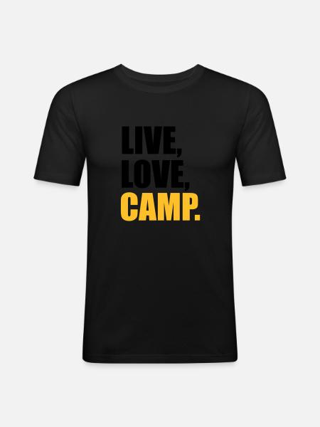 camping - Männer Slim Fit T-Shirt - Schwarz