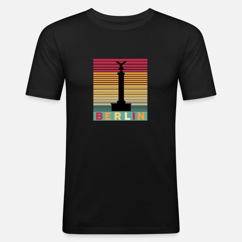Berlin Siegessäule - Männer Slim Fit T-Shirt - Schwarz