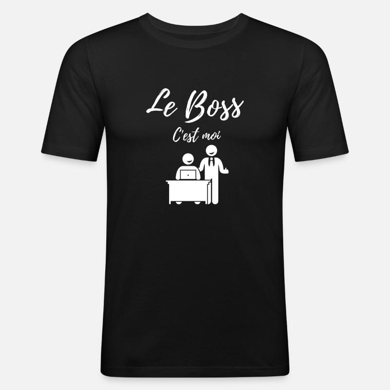 Le boss c'est moi - T-shirt près du corps Homme - noir