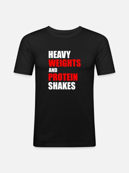 Heavy weights and protein shakes - Men's Slim Fit T-Shirt - black