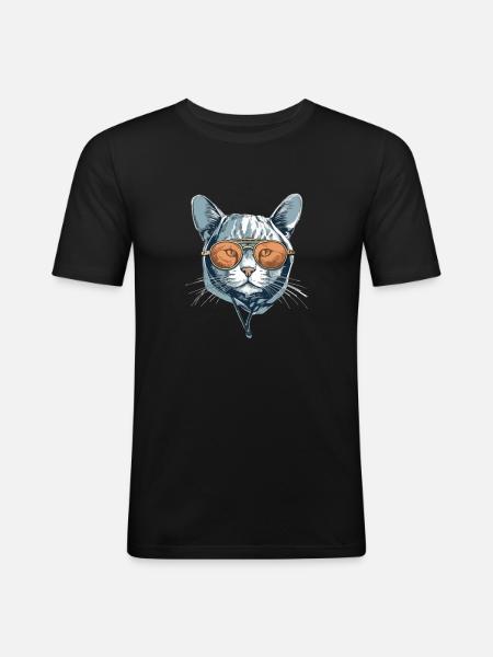 The cat with glasses - Men's Slim Fit T-Shirt - black