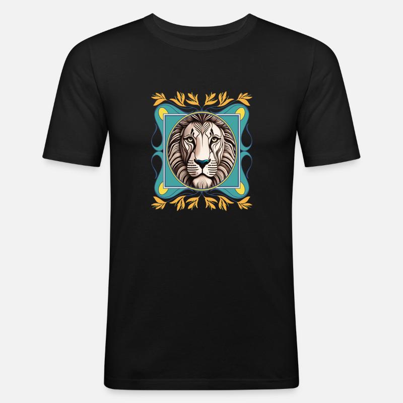 Löwe - Männer Slim Fit T-Shirt - Schwarz