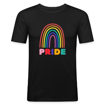 T-shirt de la fierté arc-en-ciel - T-shirt près du corps Homme - noir - Devant - Nik (191cm)