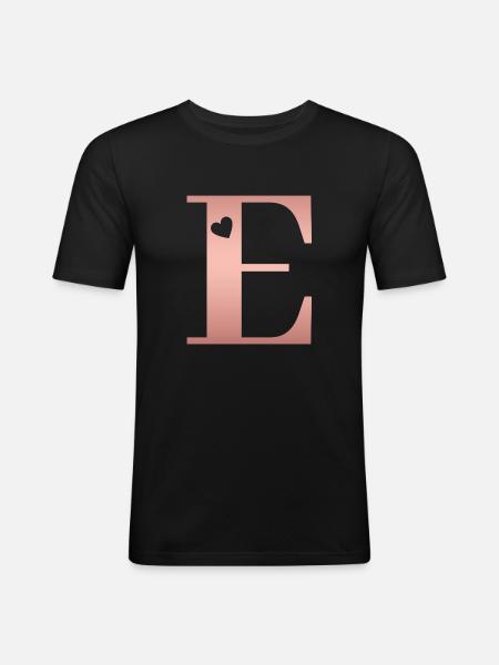 Letter E Rose Gold - Men's Slim Fit T-Shirt - black