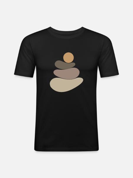 Brown stone/rock logo - Men's Slim Fit T-Shirt - black