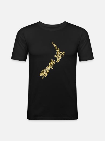 Neuseeland Maoristyle - Männer Slim Fit T-Shirt - Schwarz