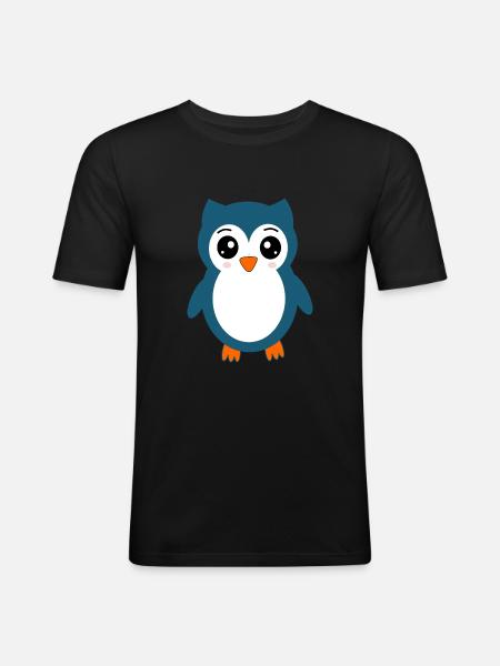 Eule blaue Eule - Männer Slim Fit T-Shirt - Schwarz