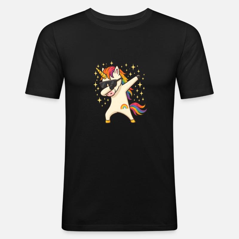 Einhorn - Männer Slim Fit T-Shirt - Schwarz