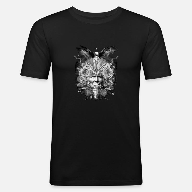 Psychedelischer Schamane - Männer Slim Fit T-Shirt - Schwarz