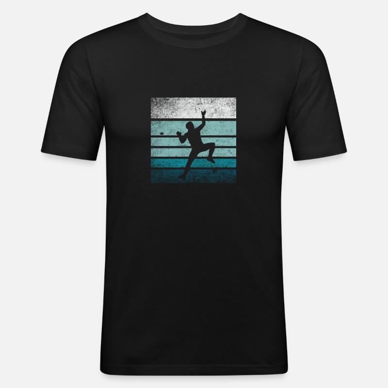 Klettern Retro Silhouette - Männer Slim Fit T-Shirt - Schwarz