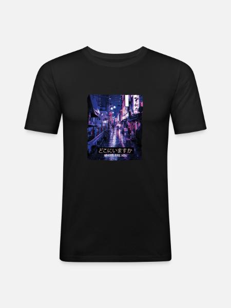 Vaporwave Art Æstetiske 80'erne 90'erne Meme Tokyo Hvor - Herre Slim Fit T-Shirt - sort