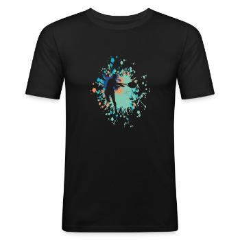 Tennis Return The Favor Color Splash - Männer Slim Fit T-Shirt - Schwarz - Vorne - Nik (191cm)