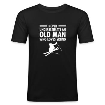 Never Underestimate An Old Man Who Loves Skiing - Men's Slim Fit T-Shirt - black - Front - Nik (191cm)