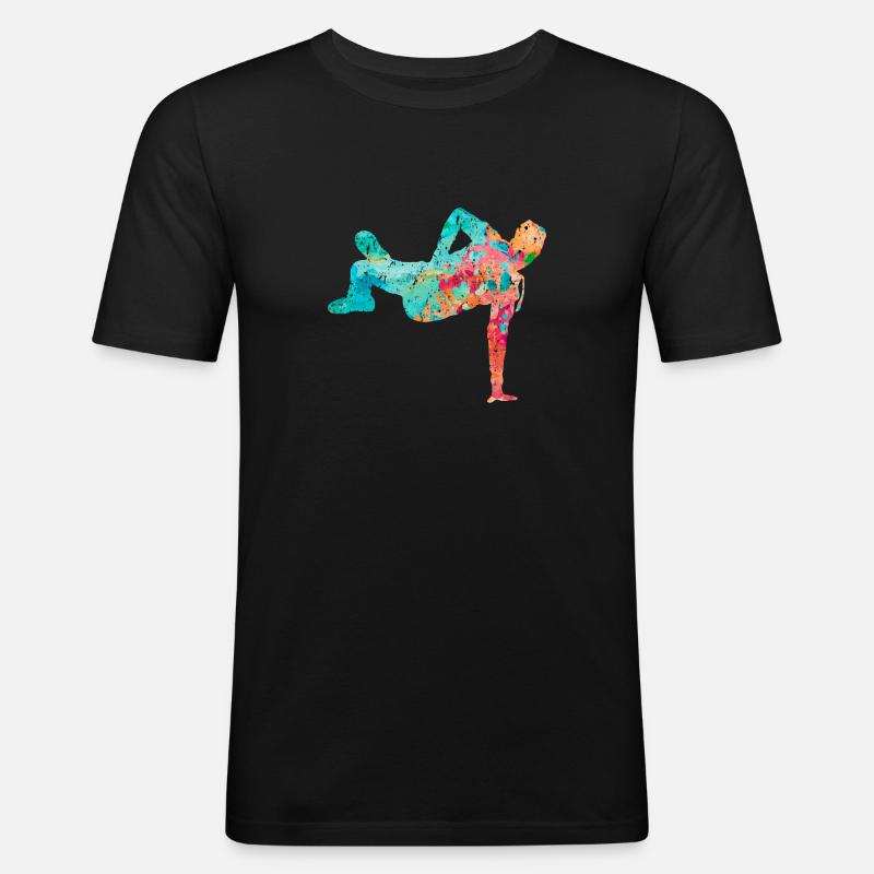 Breakdance Breakdancer PopArt - Männer Slim Fit T-Shirt - Schwarz