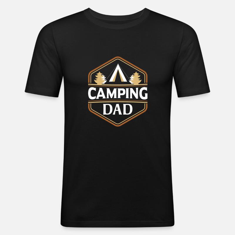 Camping Papa - Männer Slim Fit T-Shirt - Schwarz