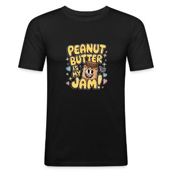 Peanut Butter Erdnussbutter - Männer Slim Fit T-Shirt - Schwarz - Vorne - Nik (191cm)