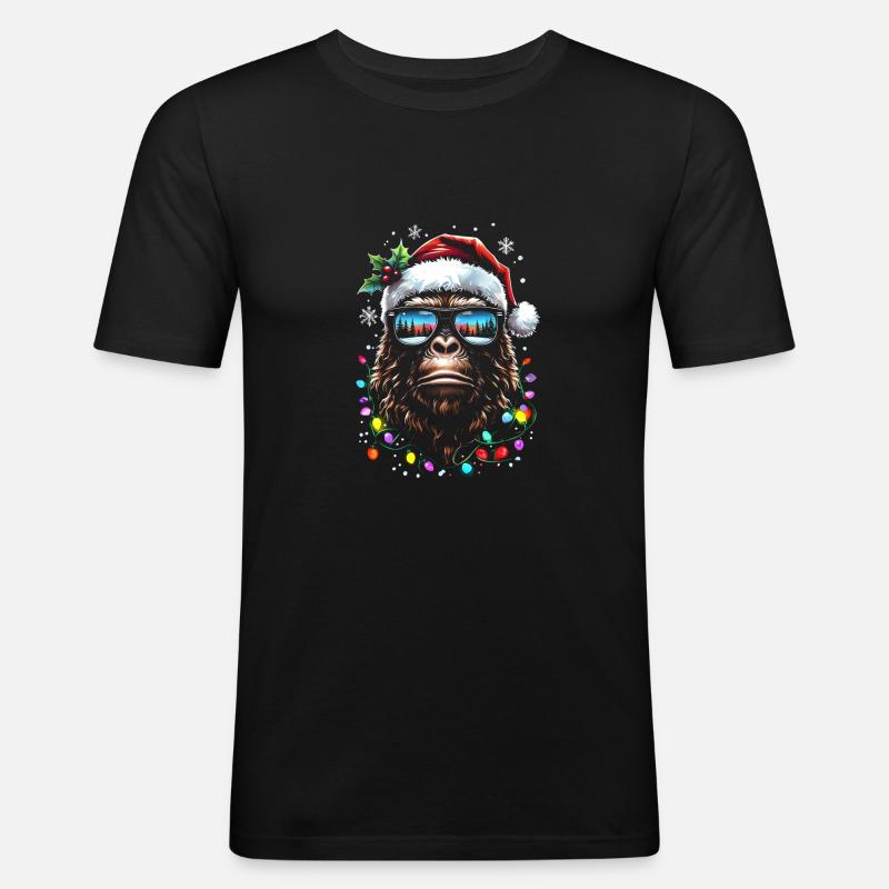 Sasquatch Santa - Männer Slim Fit T-Shirt - Schwarz