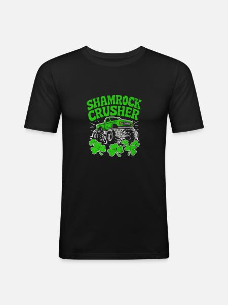 Skt Patricks Day Shamrock crusher - Men's Slim Fit T-Shirt - black