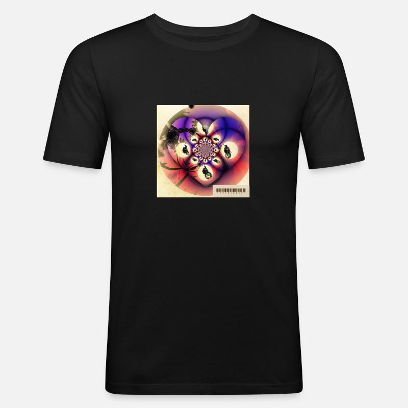 70's Moped/Motorroller - Männer Slim Fit T-Shirt - Schwarz