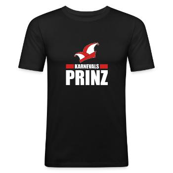 Karnevals Prinz Alaaf Fasching Kostüm - Männer Slim Fit T-Shirt - Schwarz - Vorne - Nik (191cm)