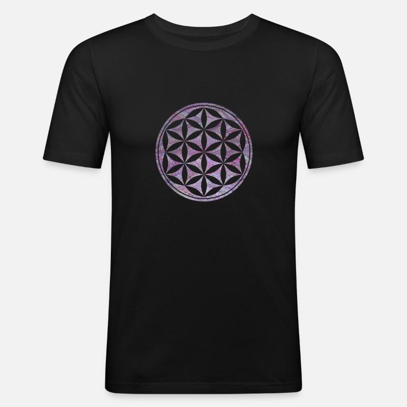 blume des lebens e 62 - Männer Slim Fit T-Shirt - Schwarz