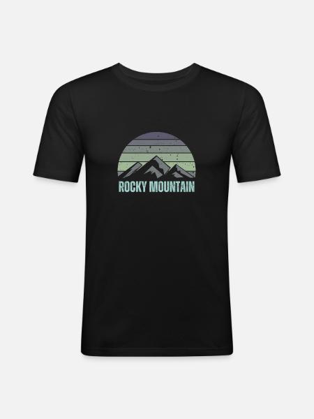 Rocky Mountain - Männer Slim Fit T-Shirt - Schwarz