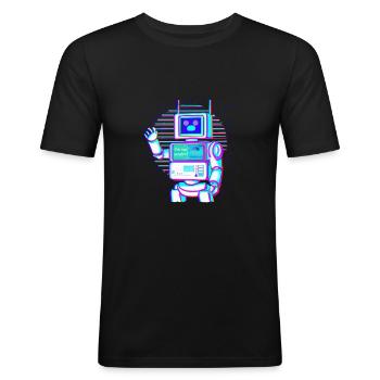 Je ne suis pas un robot - T-shirt près du corps Homme - noir - Devant - Nik (191cm)