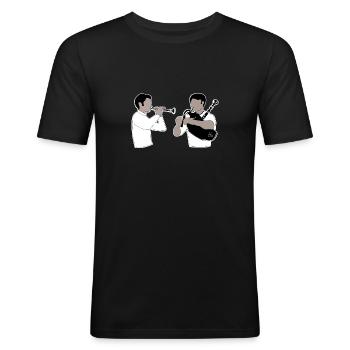 bagad - Männer Slim Fit T-Shirt - Schwarz - Vorne - Nik (191cm)