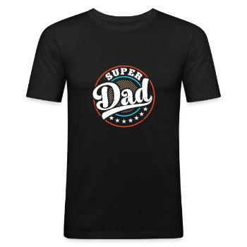 Super Papa - Mon Père le Super-Héros - T-shirt près du corps Homme - noir - Devant - Nik (191cm)