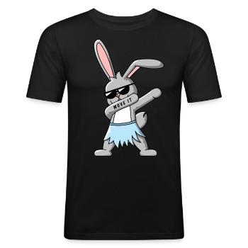 Dabbing Bunny avec Hawaii Rock Design Gift Idea - T-shirt près du corps Homme - noir - Devant - Nik (191cm)