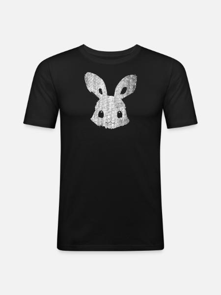 Lapin rétro au look usé - T-shirt près du corps Homme - noir
