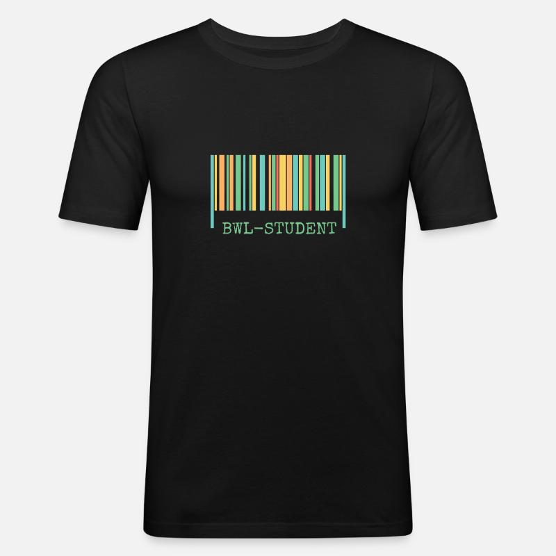 Strichcode bwl Student - Männer Slim Fit T-Shirt - Schwarz