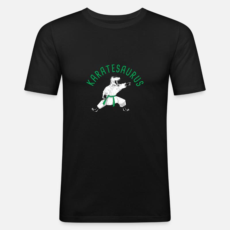 Karatesaurus - Kampfsport - Männer Slim Fit T-Shirt - Schwarz