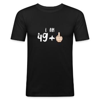 J’ai 49 ans + 1 - 50e anniversaire - T-shirt près du corps Homme - noir - Devant - Nik (191cm)
