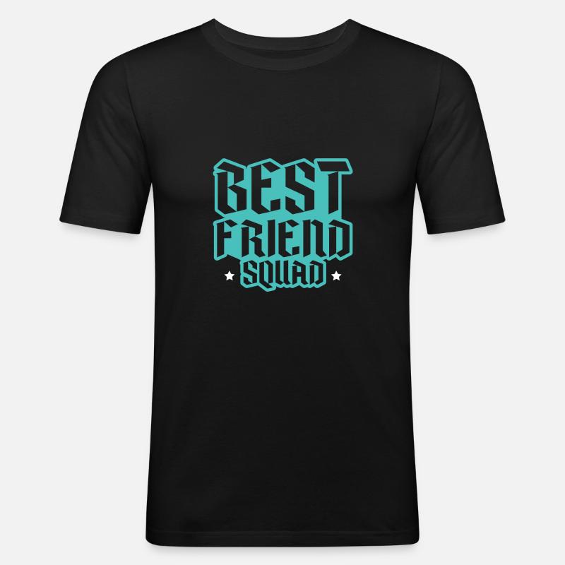 freunde squad - Männer Slim Fit T-Shirt - Schwarz